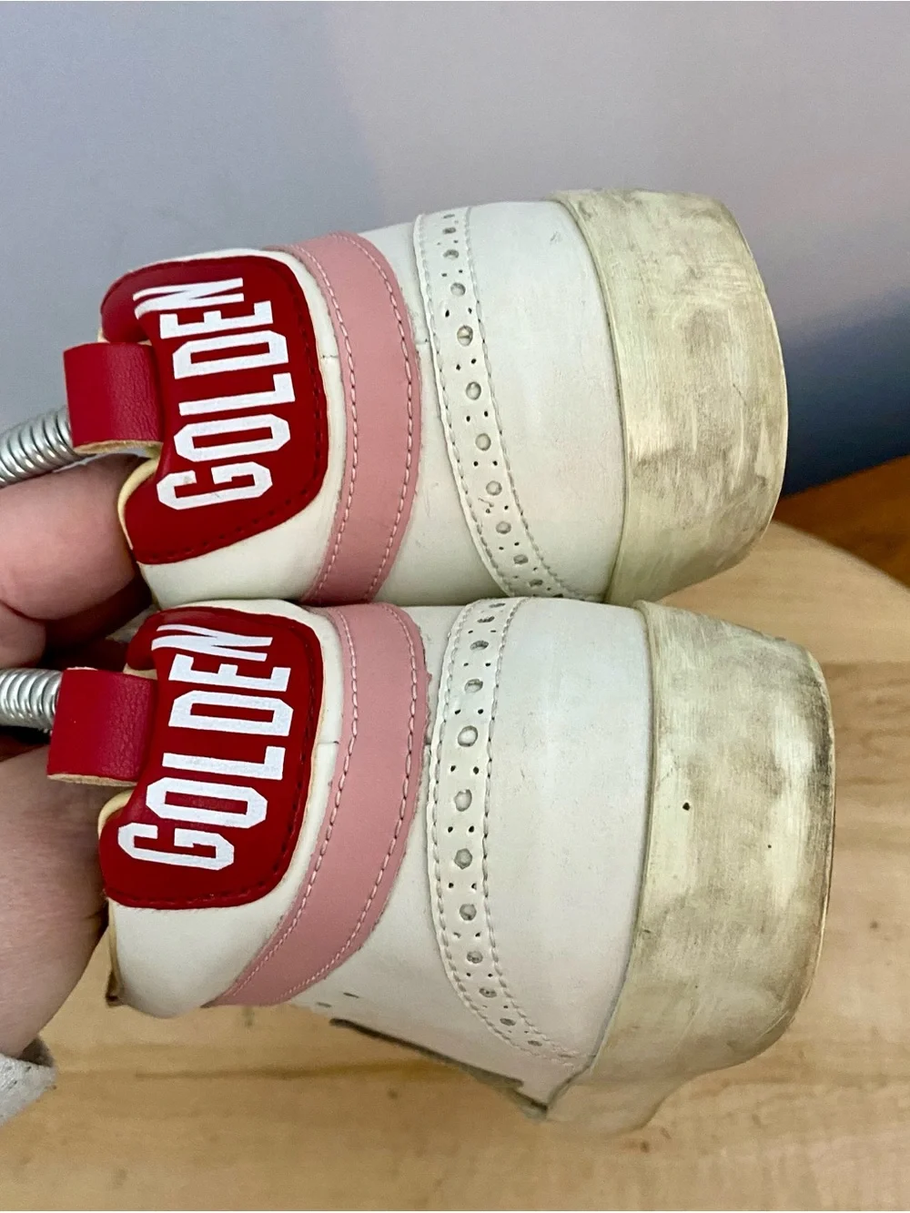 Golden Goose GGBD Mid Star White Silver Pink Red Sneakers EU 38 US 8 Authentic - Picture 11 of 17